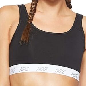 Nike black banded logo sports bra athletic active size M